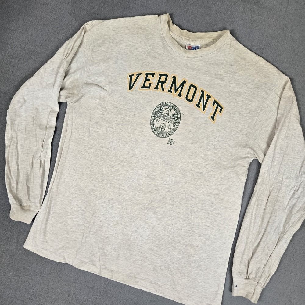 Vintage 90s University Of Vermont T-shirt Mens Large Long Sleeve Gray Grunge